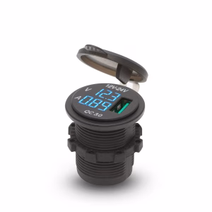 adaptor 12v 24v usb 21a qc30 cu montare in locul brichetei auto cu voltmetru