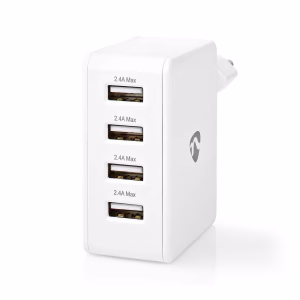 alimentator incarcator 220v usb 24w 2x24a 2x1a alb nedis