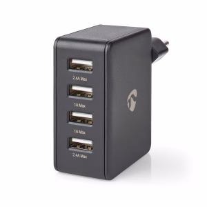 alimentator incarcator 220v usb 24w 2x24a 2x1a negru nedis