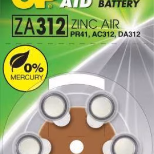 baterie auditiva zinc air gp za312 pr41 ac312 da312 79x36mm 145v 6buc