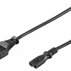 cablu alimentare 1m euro tata la 2 pini mama negru h03vvh2 f2g 075mm 25a 250v