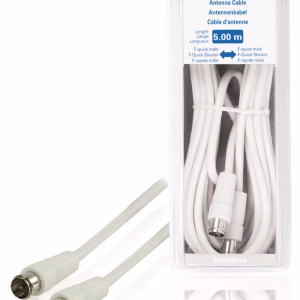 cablu antena f tata fara filetare f tata fara filetare alb 5m valueline