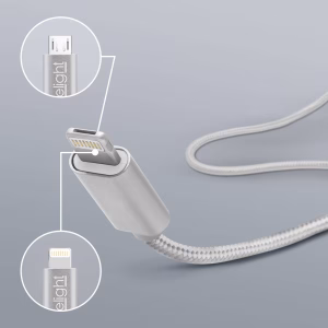 cablu de date 2in1 ipad iphone lightning micro usb 1m 1a alb delight