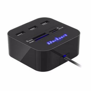 hub 3x usb 20 cititor card sd microsd cablu 50cm rebel