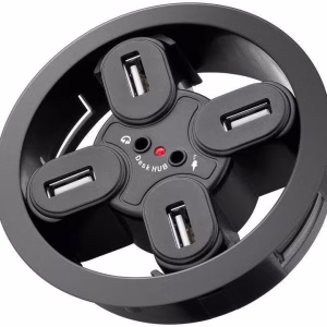 hub usb 20 4 porturi iesiri audio montabil in birou goobay