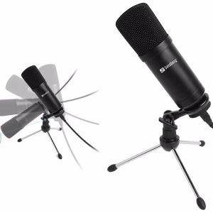 microfon de birou pentru streaming usb negru sandberg 126 09