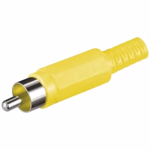 mufa rca tata cu protectie cablu din plastic galben goobay