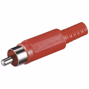 mufa rca tata cu protector cablu din plastic rosu goobay