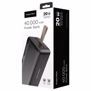 power bank 40000mah li ion qc30 pd 20w display krugermatz