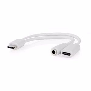 adaptor profesional usb type c tata usb c mama jack 35 mm mama casti 10cm alb nedis ccgb64922wt01