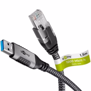 cablu lan ethernet usb a 30 la rj45 15m cat6 gbit s negru goobay 70497