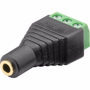 adaptor bloc terminal cu 3 pini tip regleta cu surub la jack 35 mm mama 3 pini stereo goobay 76746
