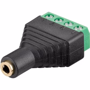 adaptor bloc terminal cu 4 pini tip regleta cu surub la jack 35 mm mama 4 pini stereo goobay 59200