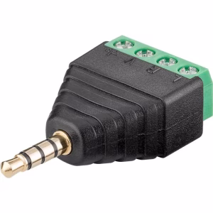 adaptor bloc terminal cu 4 pini tip regleta cu surub la jack 35 mm tata 4 pini stereo goobay 59198