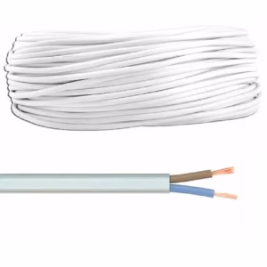 10m cablu electric 2x0.75mm2 MYYUP cupru multifilar dublu-izolat plat alb H03VVH2-F 2x0.75