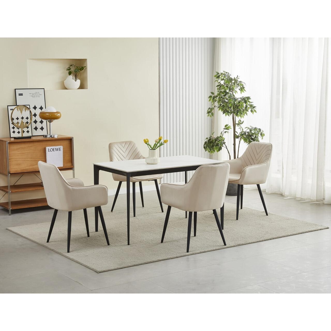 Scaun stil fotoliu bucatarie/living, Artool, Nana, catifea bej, picioare metal negru, 54x61x83.5 cm 3 Scaun stil fotoliu bucatarie/living, Artool, Nana, catifea bej, picioare metal negru, 54x61x83.5 cm - imagine 3