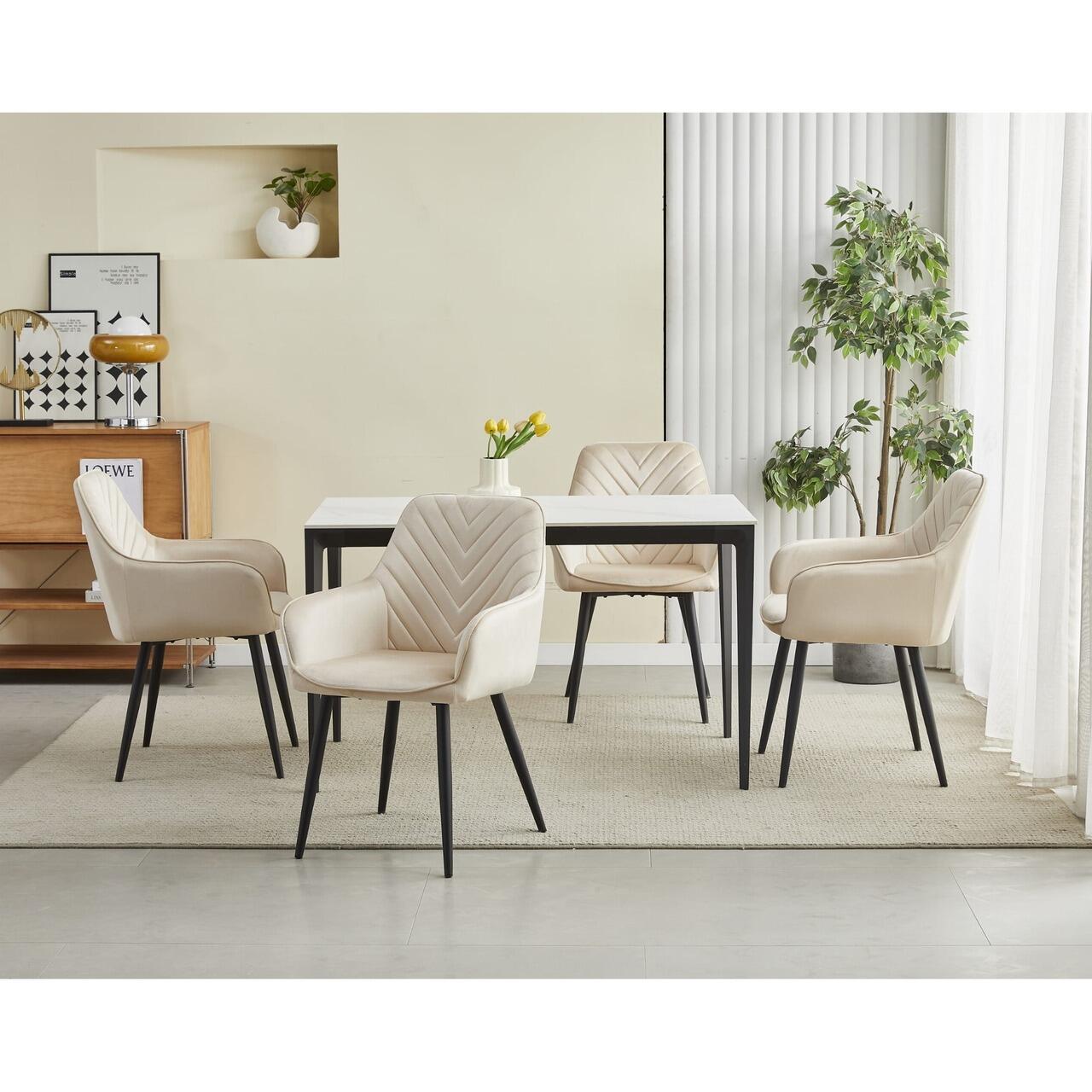 Scaun stil fotoliu bucatarie/living, Artool, Nana, catifea bej, picioare metal negru, 54x61x83.5 cm 9 Scaun stil fotoliu bucatarie/living, Artool, Nana, catifea bej, picioare metal negru, 54x61x83.5 cm - imagine 9