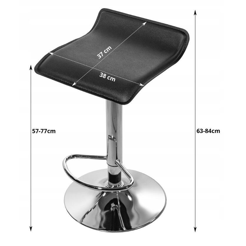 Set 2 scaune de bucatarie/bar, Artool, Fort, rotativ, piele ecologica neagra, picior metal argintiu, 38x39x63-84 cm 7 Set 2 scaune de bucatarie/bar, Artool, Fort, rotativ, piele ecologica neagra, picior metal argintiu, - imagine 7