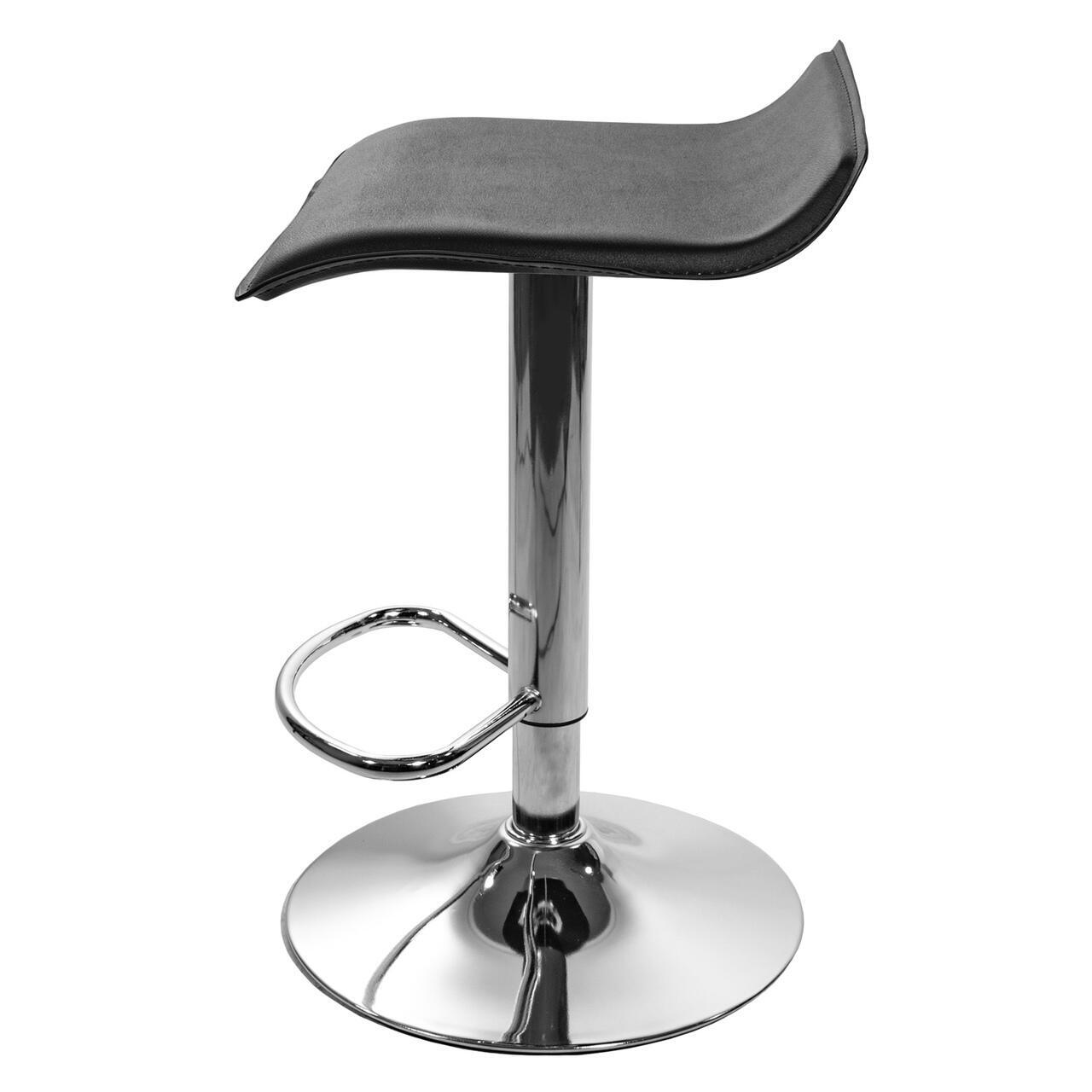 Set 2 scaune de bucatarie/bar, Artool, Fort, rotativ, piele ecologica neagra, picior metal argintiu, 38x39x63-84 cm 4 Set 2 scaune de bucatarie/bar, Artool, Fort, rotativ, piele ecologica neagra, picior metal argintiu, - imagine 4