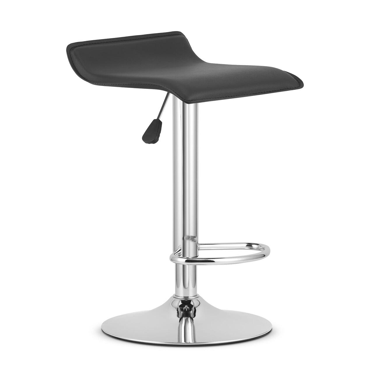 Set 2 scaune de bucatarie/bar, Artool, Fort, rotativ, piele ecologica neagra, picior metal argintiu, 38x39x63-84 cm 3 Set 2 scaune de bucatarie/bar, Artool, Fort, rotativ, piele ecologica neagra, picior metal argintiu, - imagine 3